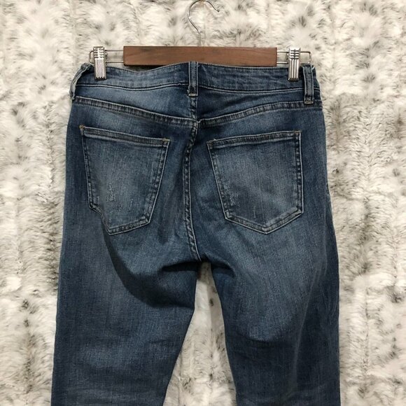 PISTOLA Stretch Mid Rise Skinny Distressed Jeans Raw Frayed Hem Women's Size 27 - Picture 4 of 10